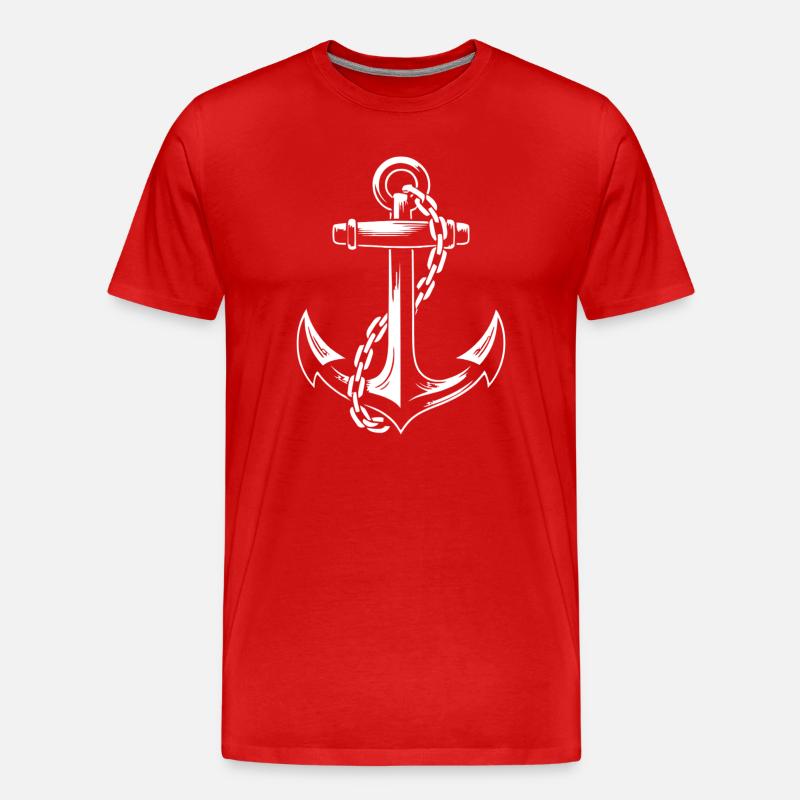 Robuster Schiffsanker mit Kette - Männer Premium Bio T-Shirt - Rot