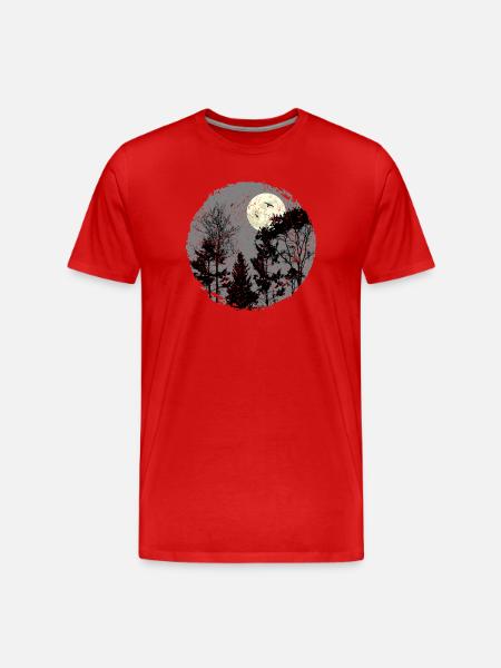 Hallowing Night Forest Scene - Men's Premium Organic T-Shirt - red
