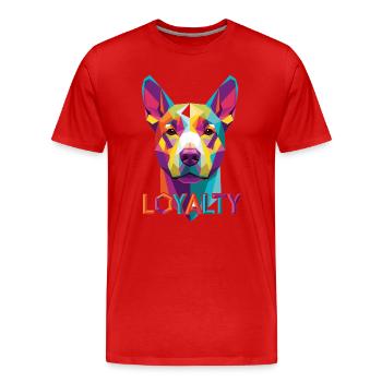 Colorful Dog with Loyalty Lettering - Men's Premium Organic T-Shirt - red - Front - Damien (186cm)