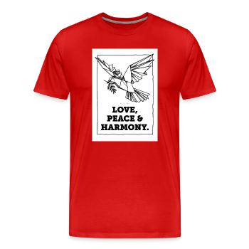 Liebe, Frieden und Harmonie - Männer Premium Bio T-Shirt - Rot - Vorne - Damien (186cm)