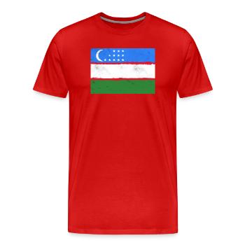 Flagge von Usbekistan - Männer Premium Bio T-Shirt - Rot - Vorne - Damien (186cm)