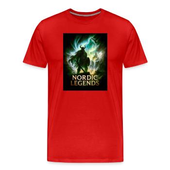 Nordic Legends – Guerriers dans le brouillard - T-shirt bio Premium Homme - rouge - Devant - Damien (186cm)