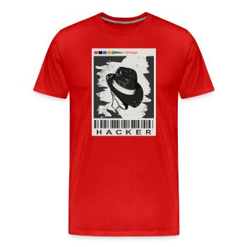 Hacker wanted - Men's Premium Organic T-Shirt - red - Front - Damien (186cm)