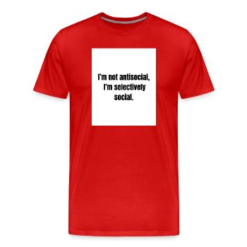Selectively Social – Introvert Definition - Men's Premium Organic T-Shirt - red - Front - Damien (186cm)
