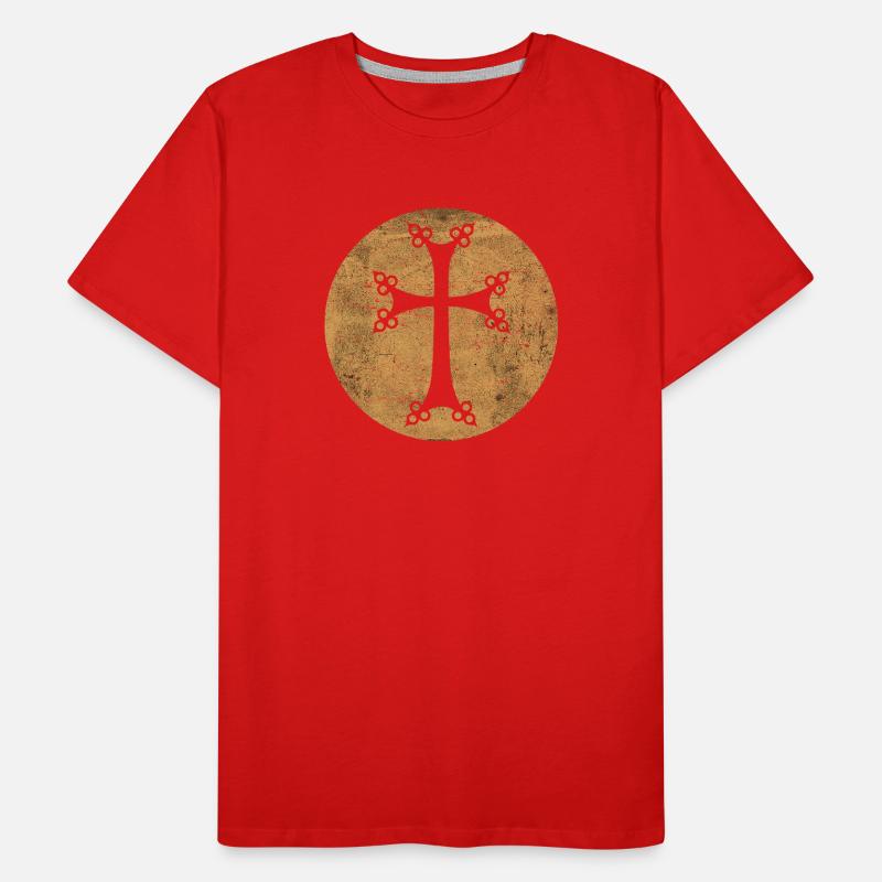 Stylized Armenian Cross in Golden Circle Men's Premium Organic T-Shirt