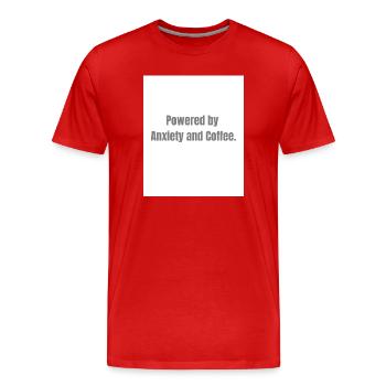 Angst + Kaffee – Überlebens-Kombination - Männer Premium Bio T-Shirt - Rot - Vorne - Damien (186cm)