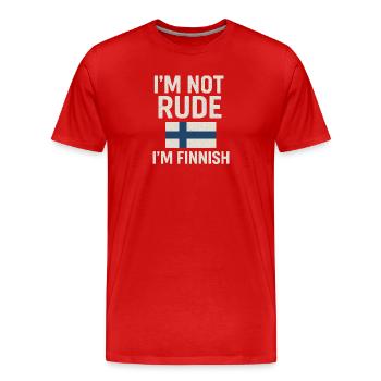 Finnish flag. Not rude - Men's Premium Organic T-Shirt - red - Front - Damien (186cm)