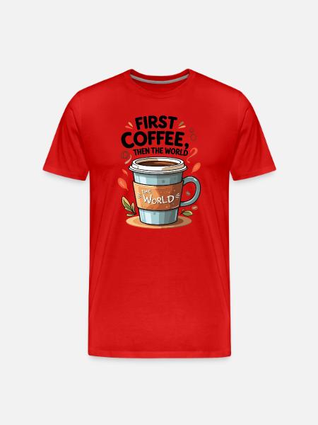 Kaffeetasse mit Zitat und Naturmotiven - Männer Premium Bio T-Shirt - Rot