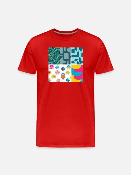 Vibrant Abstract and Playful Creature Pattern - Men's Premium Organic T-Shirt - red