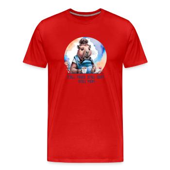 Still Tired. Still Soft. Still Mom. New Mom Design - Männer Premium Bio T-Shirt - Rot - Vorne - Damien (186cm)