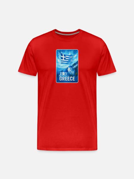 Grèce Santorin Drapeau - T-shirt bio Premium Homme - rouge