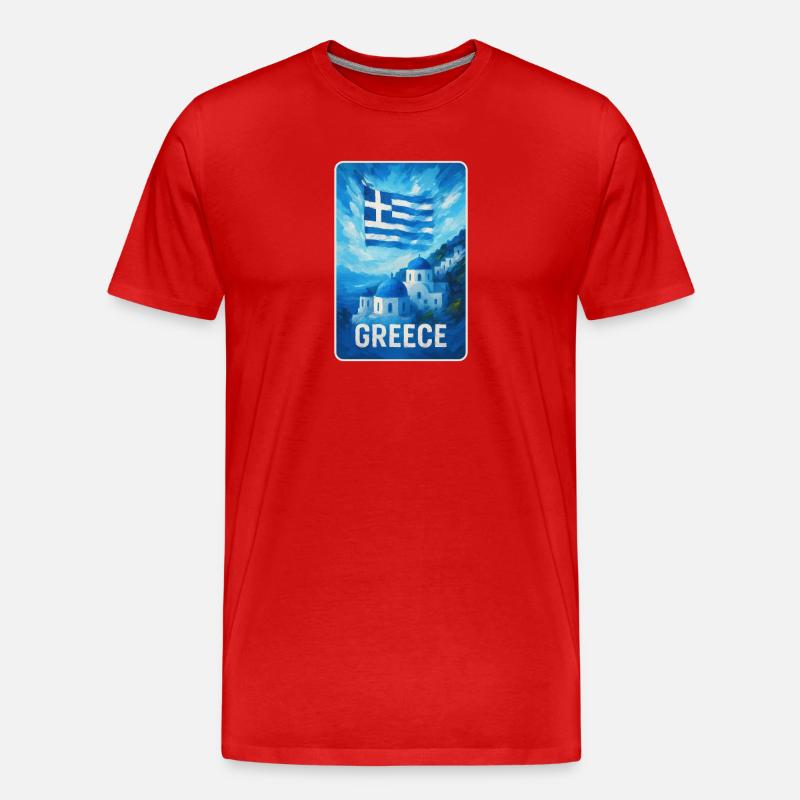 Grèce Santorin Drapeau - T-shirt bio Premium Homme - rouge