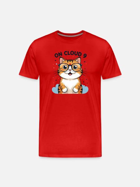 Cute cat illustration with glasses - Men's Premium Organic T-Shirt - red