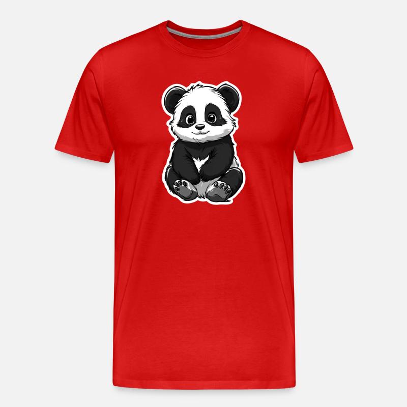 Süsser Pandabär - Männer Premium Bio T-Shirt - Rot