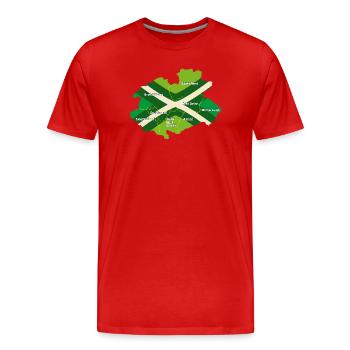 Achterhoek Umriss mit Farben - Männer Premium Bio T-Shirt - Rot - Vorne - Damien (186cm)