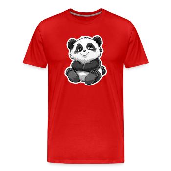 Ours panda mignon - T-shirt bio Premium Homme - rouge - Devant - Damien (186cm)