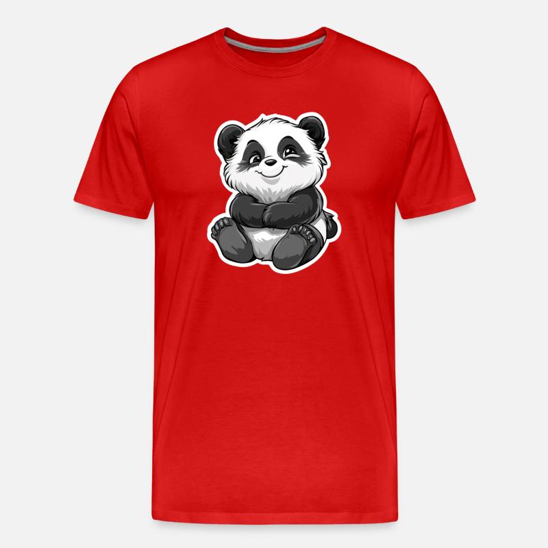 Süsser Pandabär - Männer Premium Bio T-Shirt - Rot