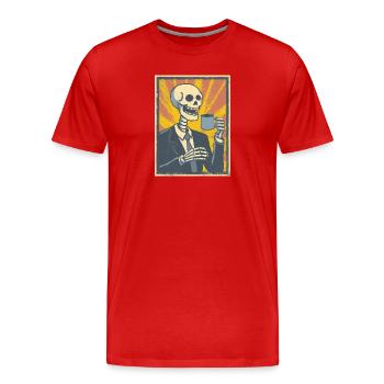 Kaffee oder Grab – was soll’s! - Männer Premium Bio T-Shirt - Rot - Vorne - Damien (186cm)