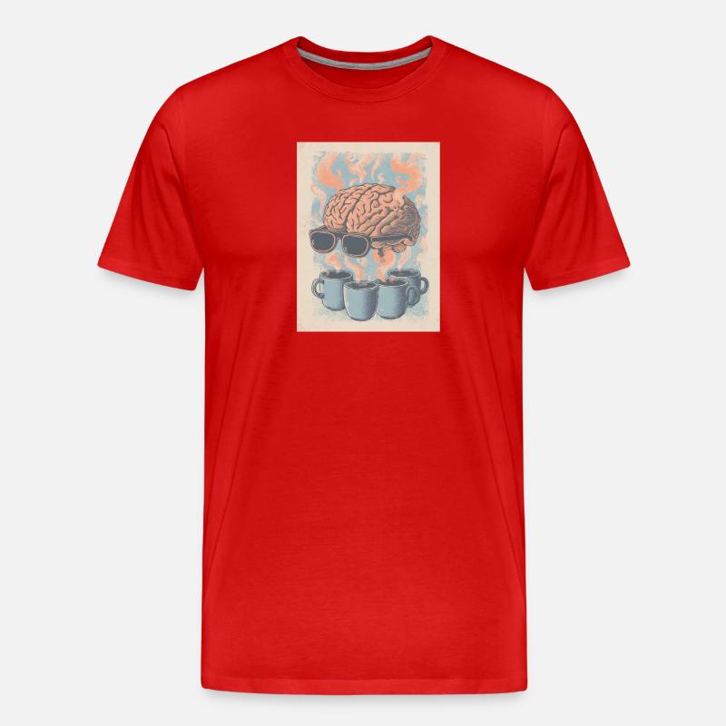 Kaffee = Gehirn an! - Männer Premium Bio T-Shirt - Rot