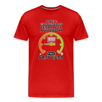Einkaufswagen hoher Euro Verbrauch auf 200 Meter - Männer Premium Bio T-Shirt - Rot - Vorne - Damien (186cm)