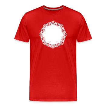 Dentelle de gâteau blanc en filigrane comme décoration - T-shirt bio Premium Homme - rouge - Devant - Damien (186cm)