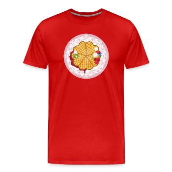 Gaufres dorées à motif fruits et crème - T-shirt bio Premium Homme - rouge - Devant - Damien (186cm)