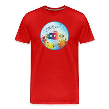 Sous-marin coloré dans un récif corallien tropical - T-shirt bio Premium Homme - rouge - Devant - Damien (186cm)