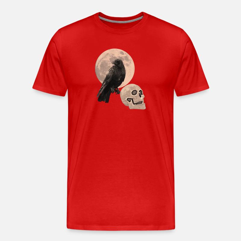 Kolkrabe, Monde, Menschenschädel - Männer Premium Bio T-Shirt - Rot