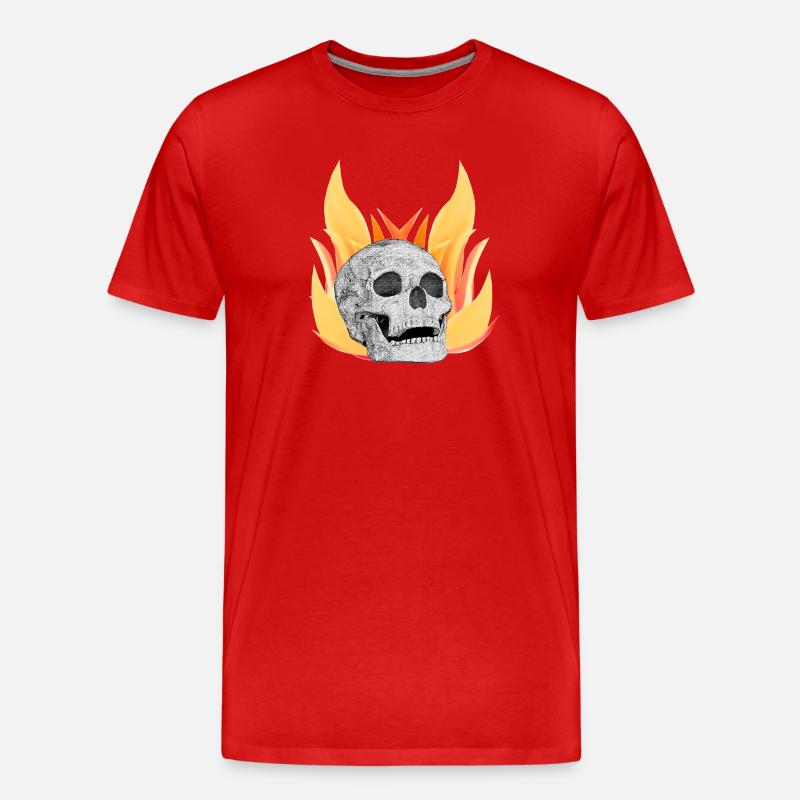 Menschenschädel flammenmuster - Männer Premium Bio T-Shirt - Rot