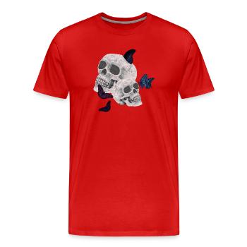menschenschädel, schmetterlinge, goth - Männer Premium Bio T-Shirt - Rot - Vorne - Damien (186cm)