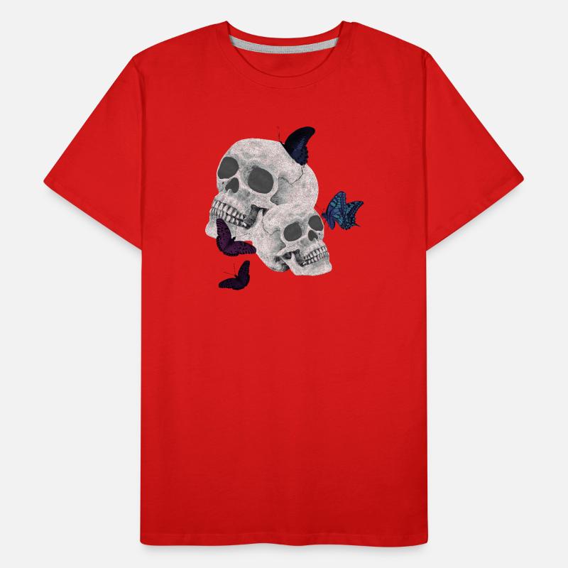 menschenschädel, schmetterlinge, goth Männer Premium Bio T-Shirt