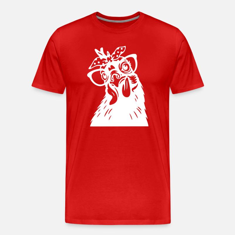Skurriler Hühnerkopf - Männer Premium Bio T-Shirt - Rot