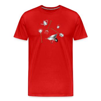 Classic Garden Tools Set Illustration - Men's Premium Organic T-Shirt - red - Front - Damien (186cm)