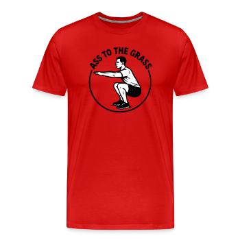 Ass to the grass - Men's Premium Organic T-Shirt - red - Front - Damien (186cm)