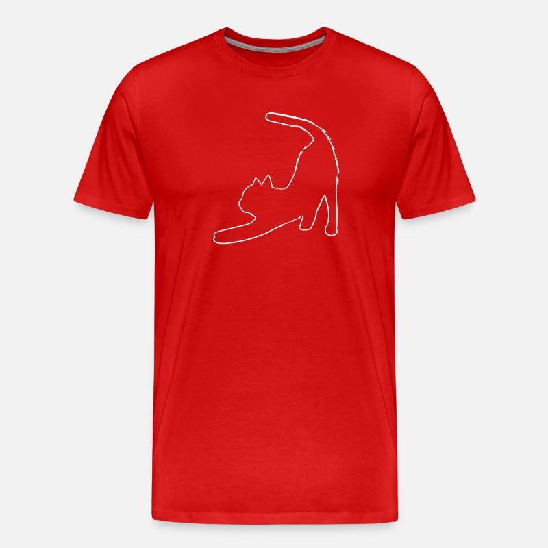 Outlines gestreckte katze - Männer Premium Bio T-Shirt - Rot