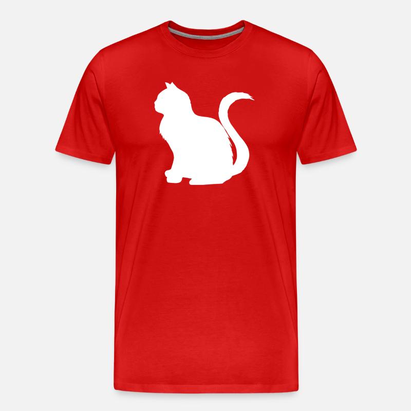 katzen, silhouetten, sitzend - Männer Premium Bio T-Shirt - Rot