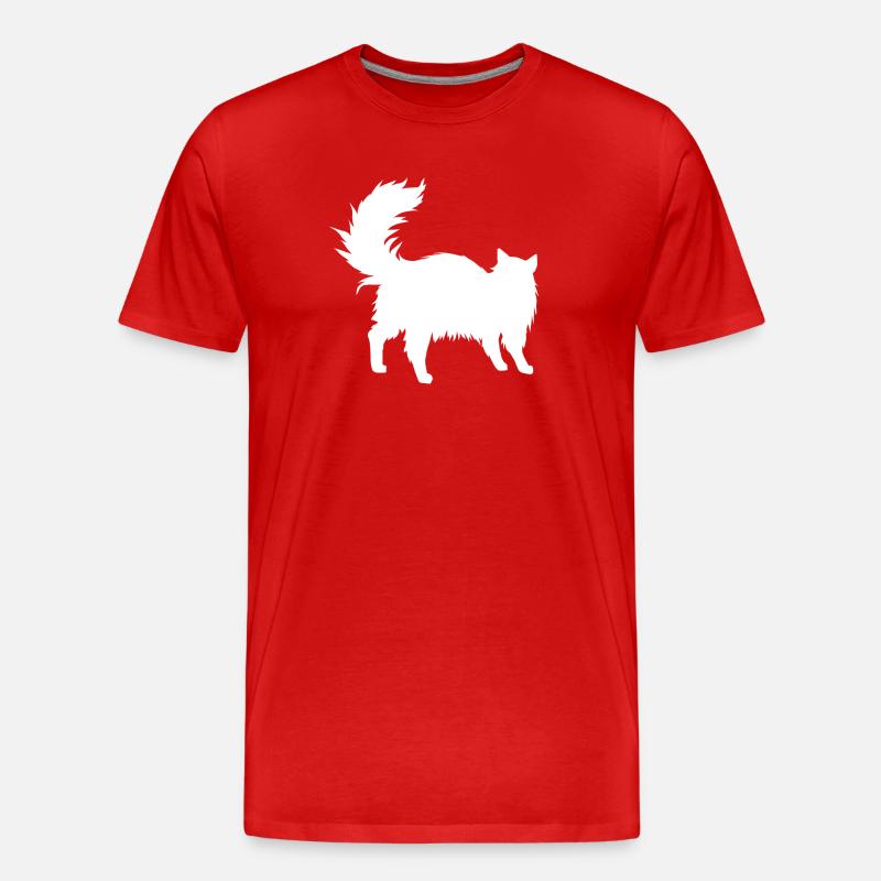 katzen silhouette langhaarig - Männer Premium Bio T-Shirt - Rot