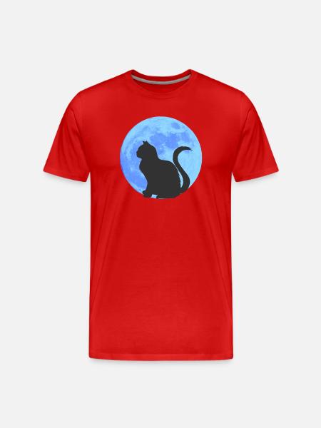Mondkatze Silhouetten - Männer Premium Bio T-Shirt - Rot