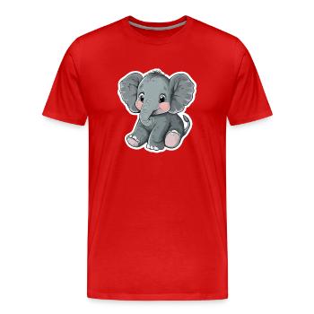 Éléphant - T-shirt bio Premium Homme - rouge - Devant - Damien (186cm)
