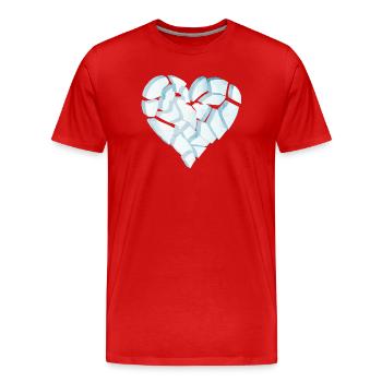 Gebrochenes Herz aus Eis – zerbrochene Herz Form - Männer Premium Bio T-Shirt - Rot - Vorne - Damien (186cm)