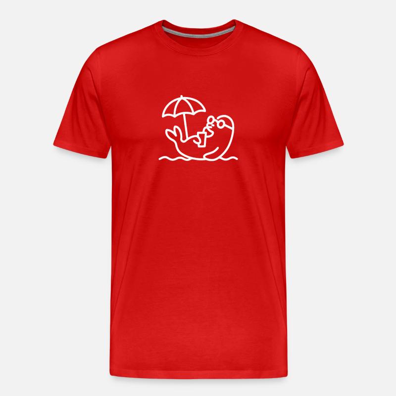 Strandlieger mit Schirm - Männer Premium Bio T-Shirt - Rot