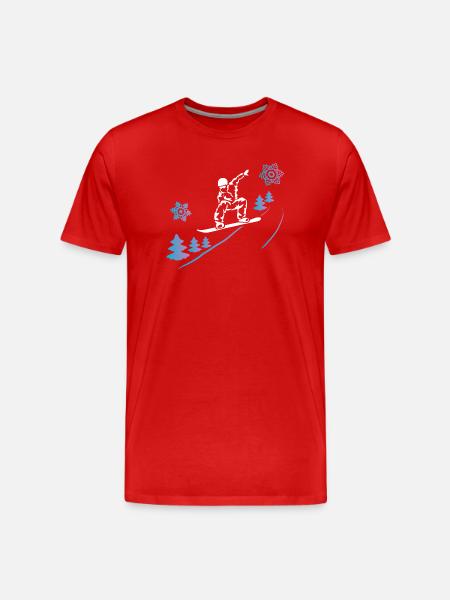 Snowboarder im Winterzauber - Männer Premium Bio T-Shirt - Rot