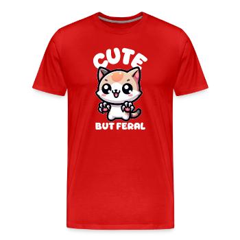 Cute but wild cat - Men's Premium Organic T-Shirt - red - Front - Damien (186cm)