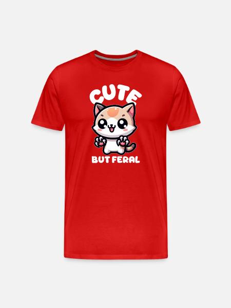 Chat mignon mais sauvage - T-shirt bio Premium Homme - rouge