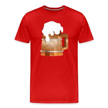 Rustic beer mug in wood look with foam - Men's Premium Organic T-Shirt - red - Front - Damien (186cm)