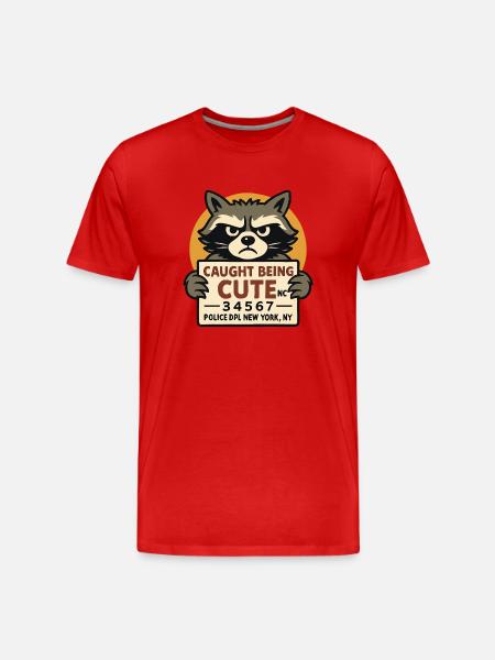 Waschbär Fahndungsfoto - Männer Premium Bio T-Shirt - Rot