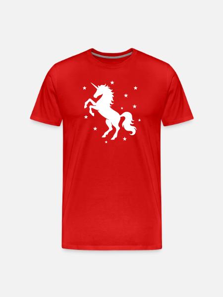 Mystisches Einhorn Nachthimmel Design - Männer Premium Bio T-Shirt - Rot