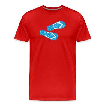 Slippers Pool Flip Flops Camping Water Holidays Fun - Men's Premium Organic T-Shirt - red - Front - Damien (186cm)