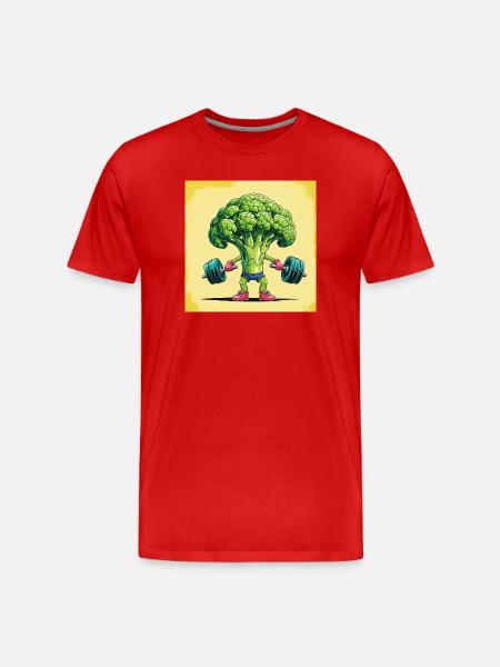 Broccoli powerhouse with dumbbell - Men's Premium Organic T-Shirt - red
