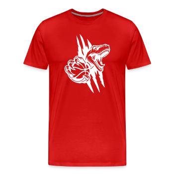 Brüllender Raptor-Basketball - Männer Premium Bio T-Shirt - Rot - Vorne - Damien (186cm)